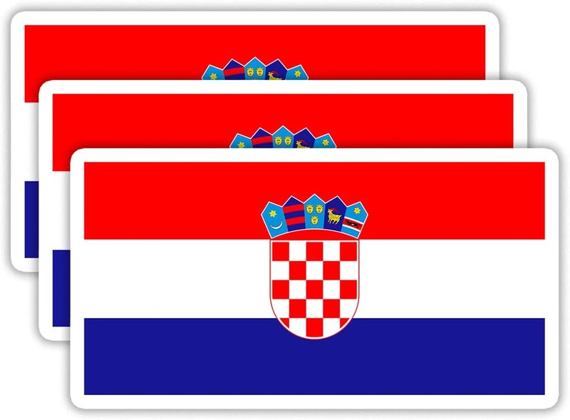 EMMACELA (3PCS) Croatia Flag stickers, Countries Flag Stickers - Waterproof Vinyl Decals For Laptops, Tumblers, Water Bottles, Books, Scrapbooks, Size 3 x 1.7 - Image 1